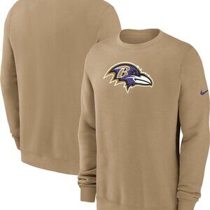 Nike Men's Baltimore Ravens Parachute Tan Rewind Crew Pullover Sweatshirt